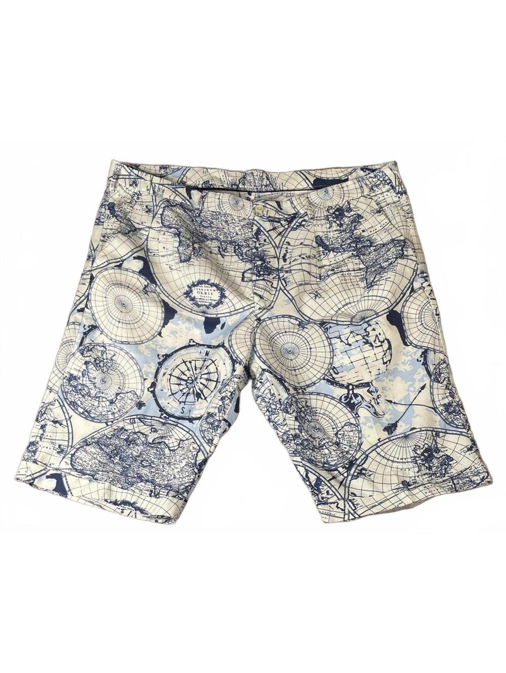 Trust Men's Linen Blend Shorts with Nautical Map Print, Size W42